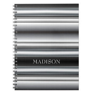 Caderno Espiral Bandas de Cinza e Preto