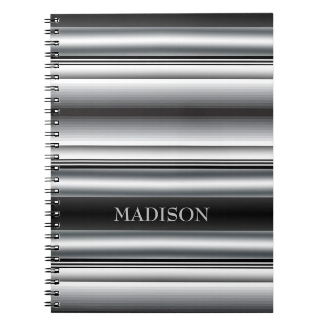 Caderno Espiral Bandas de Cinza e Preto (Frente)