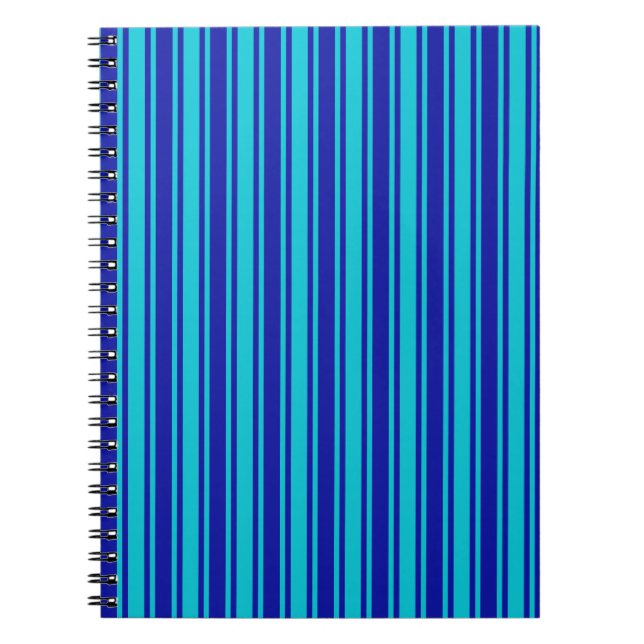 Caderno Espiral Bandas de doces azuis e turquesas (Frente)