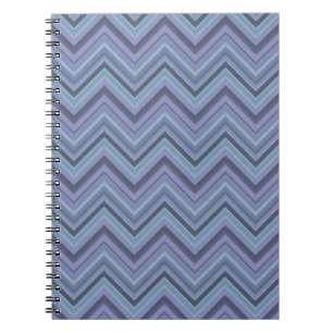 Caderno Espiral Bandas de ziguezague de cinza azul
