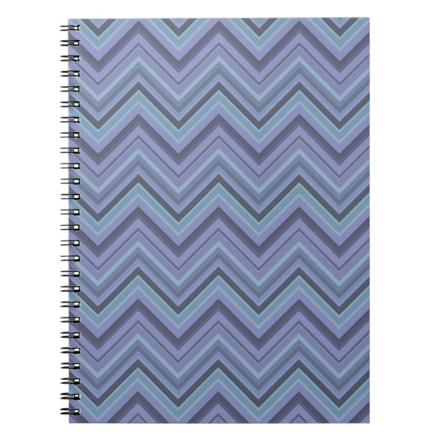 Caderno Espiral Bandas de ziguezague de cinza azul (Frente)
