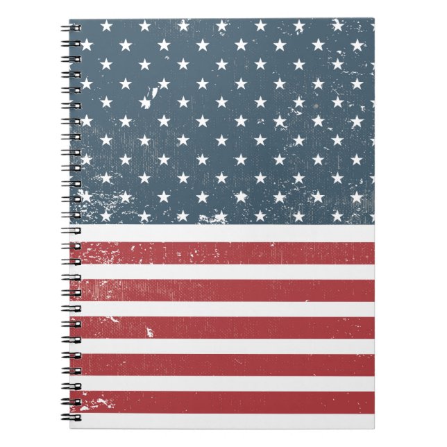 Caderno Espiral bandeira americana angustiada (Frente)
