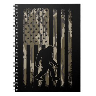 Caderno Espiral Bandeira Americana Bigfoot Camuflagem Inferior Ter