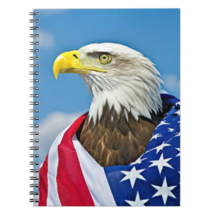 Caderno Espiral Bandeira Americana Com Águia Balda