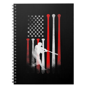 Caderno Espiral Bandeira Americana do Jogador de Beisebol, Pai, Mã