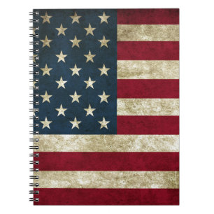 Caderno Espiral Bandeira americana dos EUA do vintage