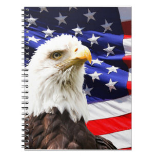 Caderno Espiral Bandeira Americana e Águia Balda