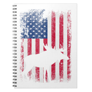 Caderno Espiral Bandeira Americana Moose Animal Vintage 4 De Julho