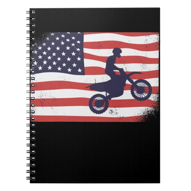 Caderno Espiral bandeira americana Motocross (Frente)