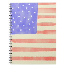 Caderno Espiral Bandeira americana rústica em aquarela