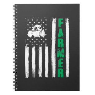 Caderno Espiral Bandeira Americana Trator Patriótico EUA Orgulhos