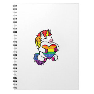 Caderno Espiral Bandeira Arco-íris Coração Unicórnio Orgulho Gay L