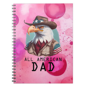 Caderno Espiral Bandeira Bald Eagle USA - Pai Americano 4 de julho