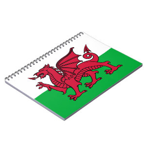 Caderno Espiral Bandeira Celta do Dragão Vermelho do País de Gales