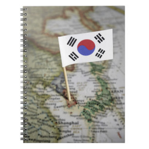 Caderno Espiral Bandeira coreana sul no mapa