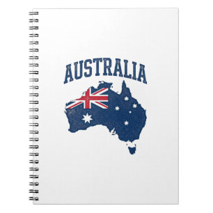 Caderno Espiral Bandeira da Austrália Mapa Gráfico Antigo Maltrata