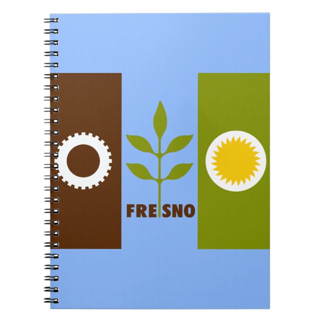 Caderno Espiral Bandeira da cidade de Fresno, Notebook Califórnia (Frente)