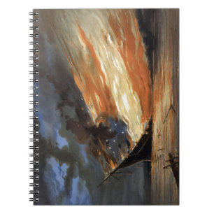 Caderno Espiral Bandeira da Guerra Civil Rebelde no Fogo da bandei