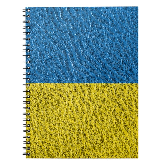 Caderno Espiral bandeira da Ucrânia em couro (Frente)