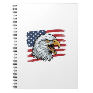 Caderno Espiral Bandeira de Águia Patriótica Design Vetorial Vinta