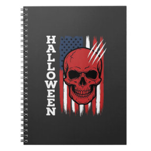 Caderno Espiral Bandeira de Caveira de Halloween Vetor Design_1