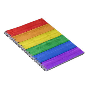 Caderno Espiral bandeira de madeira orgulho SlipperyJoe's cores ar
