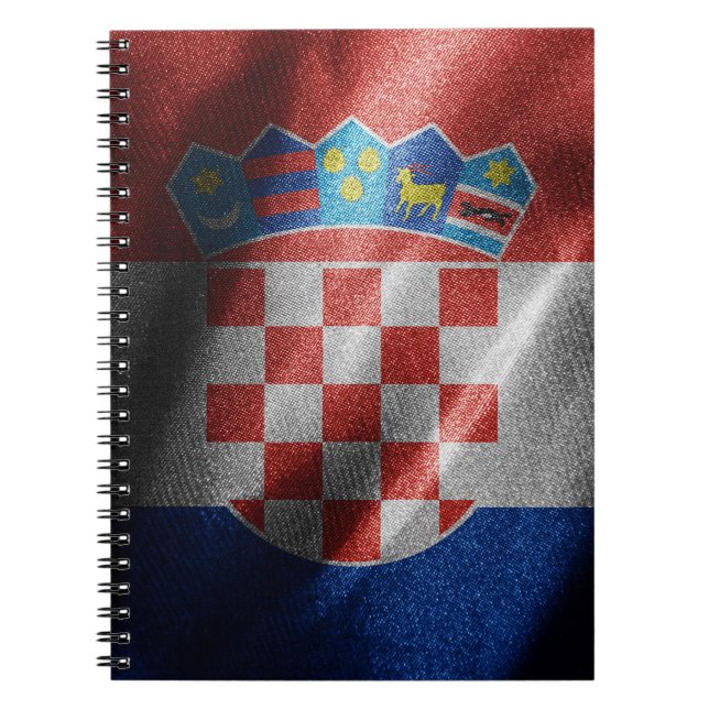 Caderno Espiral Bandeira de seda da Croácia (Frente)