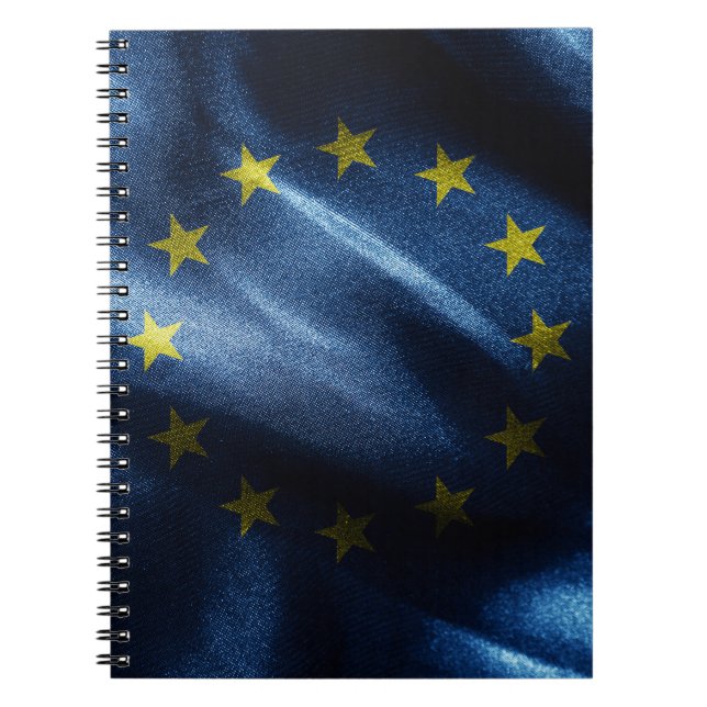 Caderno Espiral bandeira de seda da UE (Frente)