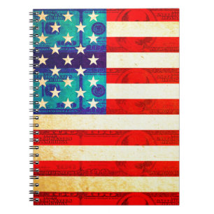 Caderno Espiral bandeira dinheiro América