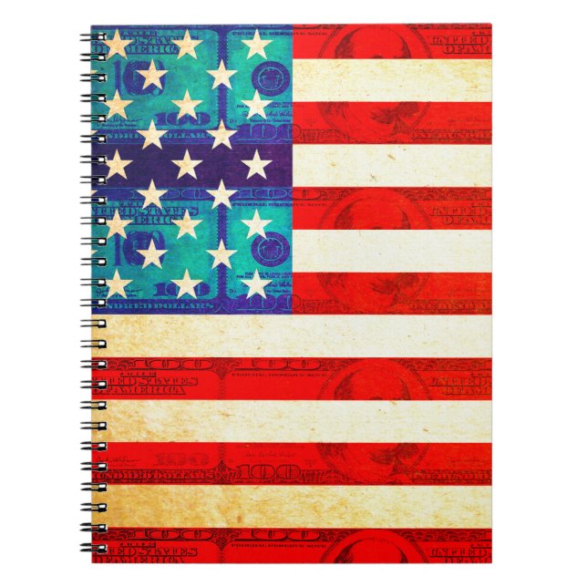 Caderno Espiral bandeira dinheiro América (Frente)