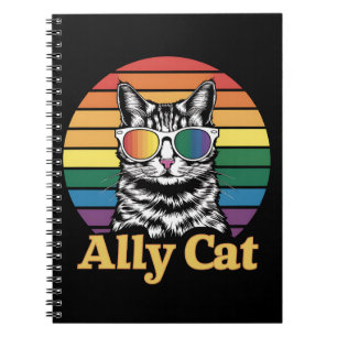 Caderno Espiral Bandeira do Arco-íris LGBT Gato Aliado Presente LG