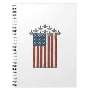 Caderno Espiral Bandeira do Avião de Combate Patriota Desenho de G