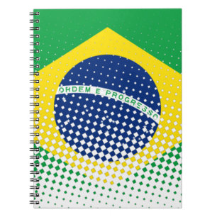 Caderno Espiral Bandeira Do Brasil Com Efeito De Meia-Tonalidade