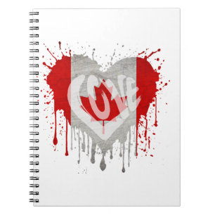 Caderno Espiral Bandeira do Canadá do Amor