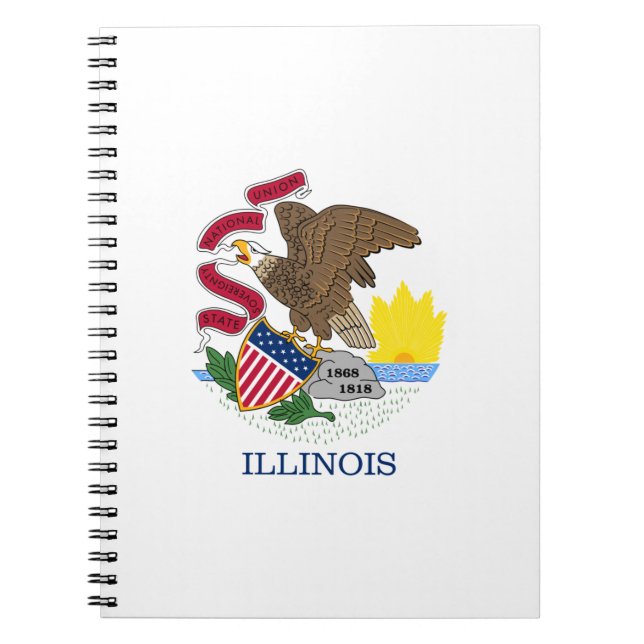 Caderno Espiral Bandeira do Estado de Illinois (Frente)