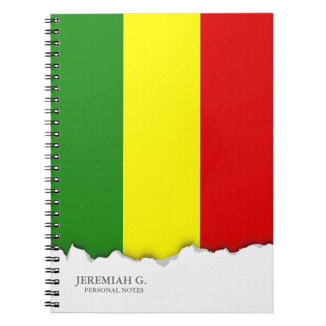 Caderno Espiral Bandeira do orgulho de Rastafarian (Frente)