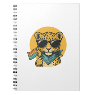 Caderno Espiral Bandeira do Orgulho do Leopardo Arco-íris Design V