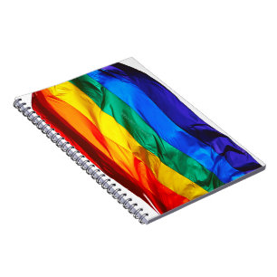 Caderno Espiral Bandeira do orgulho gay SlipperyJoe's ondulando ve