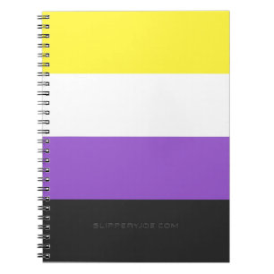 Caderno Espiral Bandeira do Orgulho Não Binário SlipperyJoe's amar