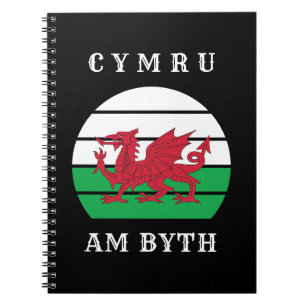 Caderno Espiral Bandeira do País de Gales Cymru Am Byth Orgulhoso