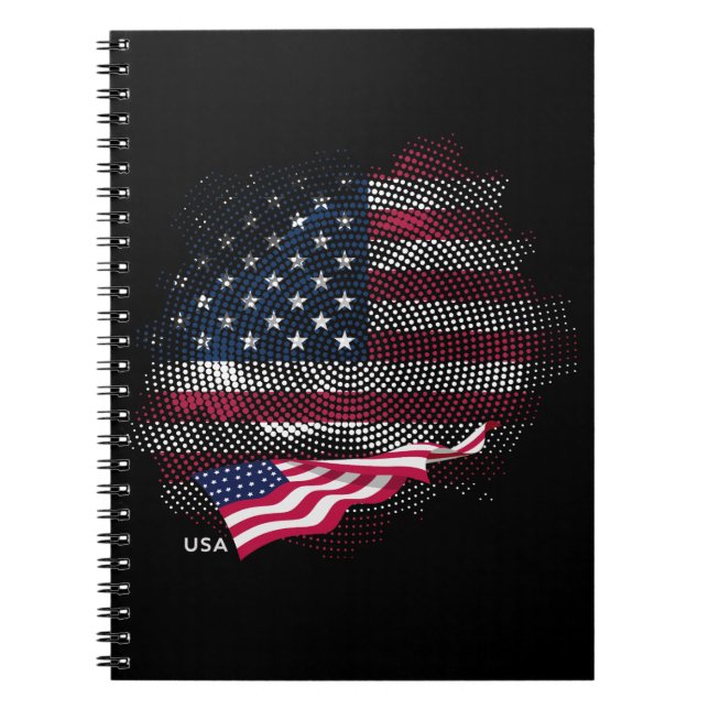 Caderno Espiral bandeira dos EUA (Frente)