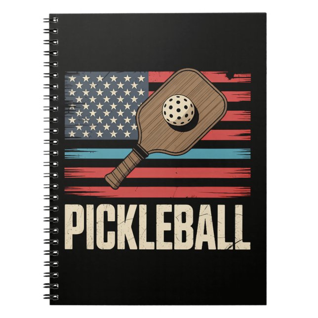 Caderno Espiral Bandeira dos EUA de Pickleball (Frente)