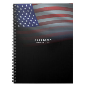 Caderno Espiral Bandeira dos EUA Graduação Transparente Preto