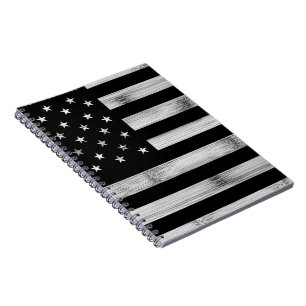 Caderno Espiral bandeira dos EUA Rustic Wood Preto Branco Patrióti