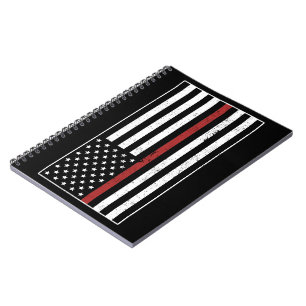 Caderno Espiral Bandeira dos EUA Thin Red Line Bombeiro Departamen