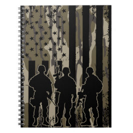 Caderno Espiral Bandeira e Soldados da Camo-American de Bottomland
