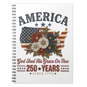 Caderno Espiral Bandeira Floral 250 Anos da América