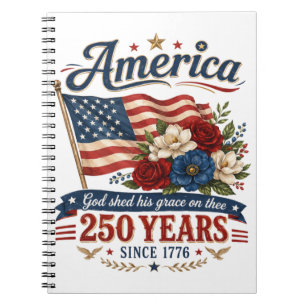 Caderno Espiral Bandeira Floral 250 Anos da América