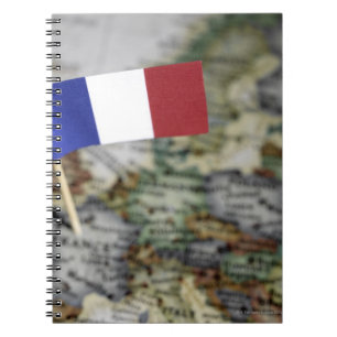 Caderno Espiral Bandeira francesa no mapa