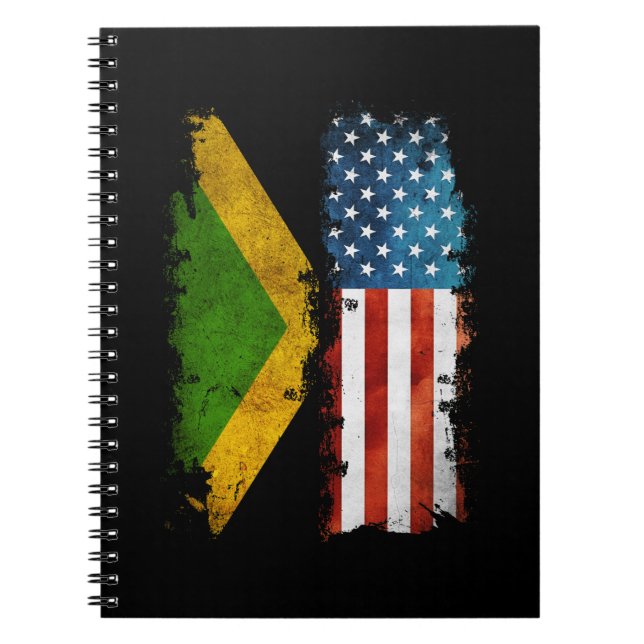 Caderno Espiral Bandeira jamaicana americana Jamaica Usa (Frente)